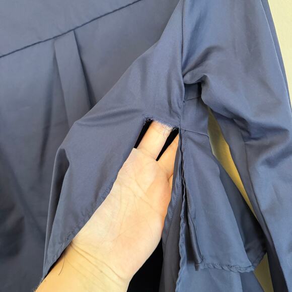 CO TE Asymmetric Button Up Shirt Womens 42 US M/L Blue Ruffle Office Work Italy - Picture 4 of 10